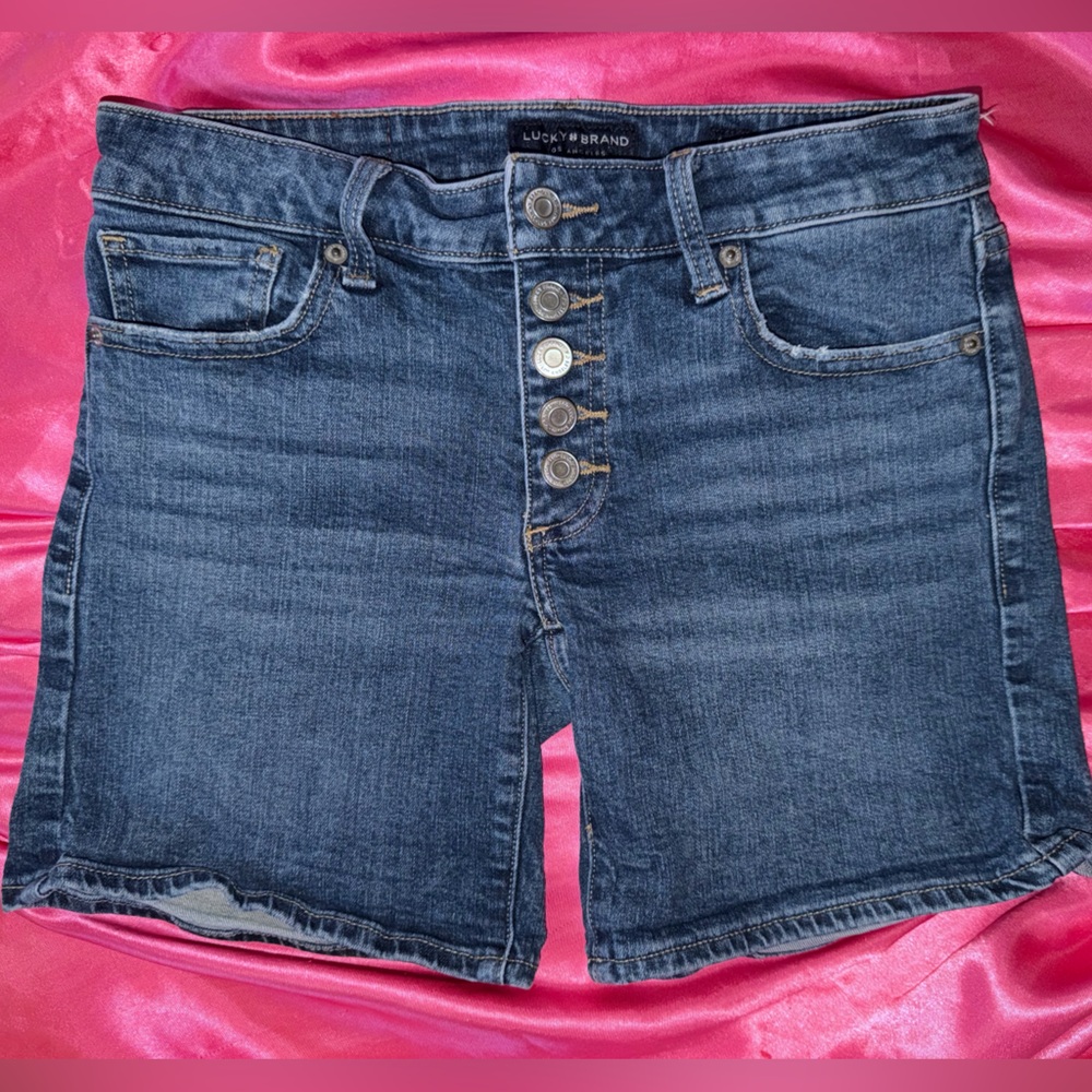 Lucky Brand Button-Front High Rise Festival Y2K style Denim Skirt Size 25 XS